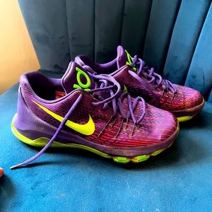 Nike KD purpke/neon green youth sneaker. Gently used